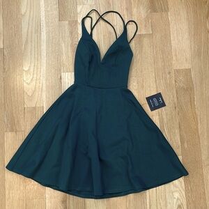 Lulus Forest Green Backless Skater Dress